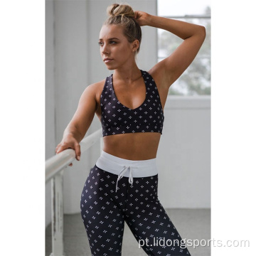 Mulheres Breathable Gym Leggings Fitness Workout Set